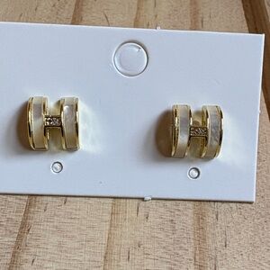 Mother of Pearl small Initial H Earrings